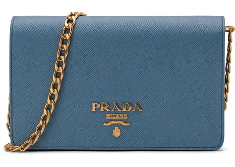 prada crossbody with chain saffiano leather baby blue|Prada crossbody bag.